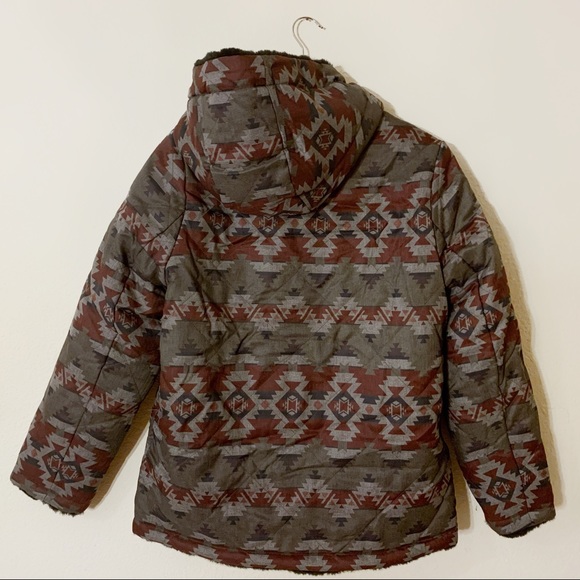 NEW ❄️ Pendleton Women Print Reversible Faux Fur Hooded Winter Coat Jacket Black - Picture 10 of 16